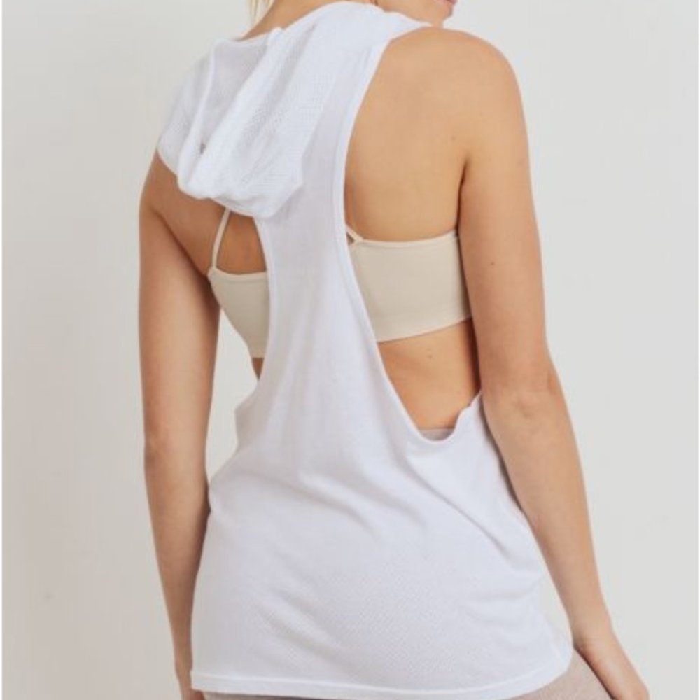 Hoodie Mineral Wash Textured Mesh Muscle Tank